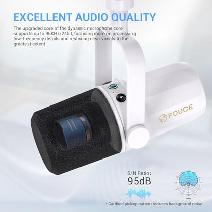 SL40 Dynamic Microphone for Podcasting, Gaming, Live Streaming and Recording, Built-in Headphone Output, LED Mute Button, All-Metal USB/XLR, Voice Isolation Technology (White) - style: SL40 White