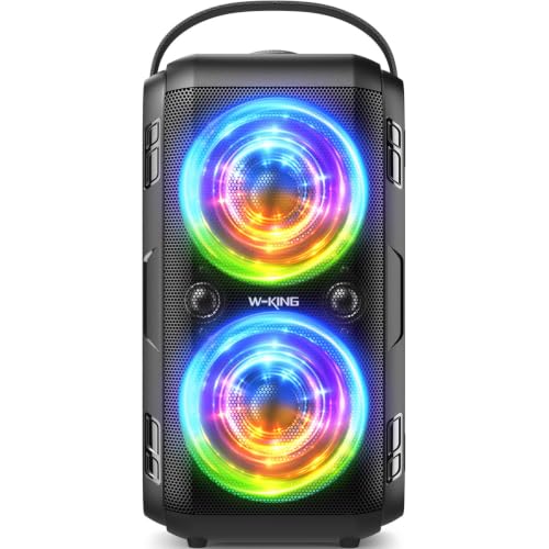 W-KING Party Bluetooth Speaker Boom Box, 180W Max Big Large Speaker | 105dB Loudest Wireless Outdoor Portable Speaker 4 Drivers with 2*4.04'' Subwoofer, 80W HD Huge Deep Bass, IPX5/24H/EQ/USB/TF - style: T9