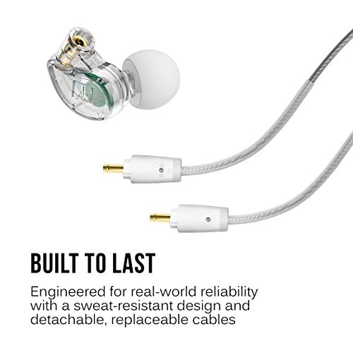 MEE audio M6 PRO 2nd Generation Universal-Fit Noise-Isolating Musicians’ in-Ear Monitors with Detachable Cables (Clear) - color: Clear, style: In-Ear Monitors