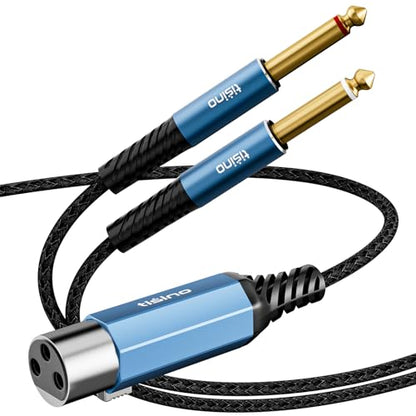 Tisino Female XLR to 1/4" 2 TS Mono XLR Y-Splitter Cable, Unbalanced/6.6ft - size: 2m/6.6feet, style: XLR Female to 2 TS