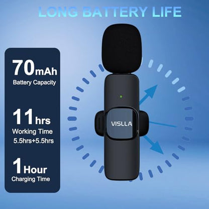 Wireless Lavalier Microphone for iPhone 15/16/17 Series, iPad and Android Devices, Noise Cancelling,Bluetooth Mini Lapel Microphone for Vlogging/YouTube/Live Streaming/Tiktok/Interview