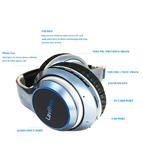 Bluetooth Wireless Headphones, Over Ear LED Light Up Headset with Mic,Hi-Fi Stereo Foldable Wireless/Wired,Micro SD/TF, FM for Adult Teen Kid for Phone/Samsung/Pad/PC/Kindle/Laptop/TV(Blue) - color: Blue