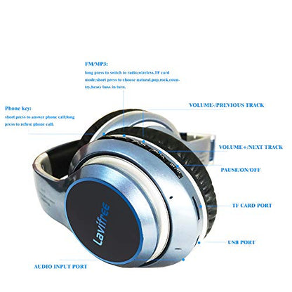 Bluetooth Wireless Headphones, Over Ear LED Light Up Headset with Mic,Hi-Fi Stereo Foldable Wireless/Wired,Micro SD/TF, FM for Adult Teen Kid for Phone/Samsung/Pad/PC/Kindle/Laptop/TV(Blue) - color: Blue
