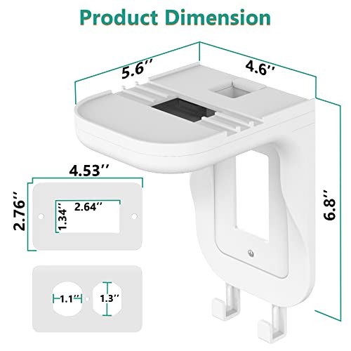 WALI Outlet Shelf Wall Holder, Fit for Duplex GFCI Decorative Outlet Shell A Space Saving for Smart Home, Speaker Mounts up to 10lbs with Cable Management (OSH001-W), White - size: Medium