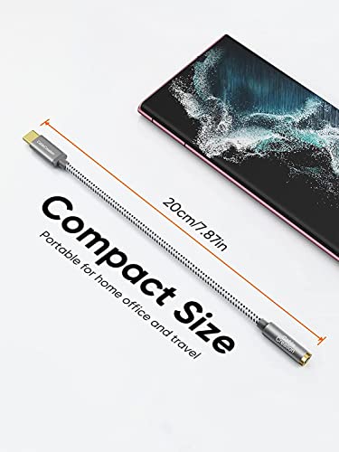 CableCreation USB C to 3.5mm Audio Adapter,0.33FT USBC to Headphone Adapter | USB C to Aux 24bit/96kHz HiFi DAC Cable for iPhone 16 15 Pro Max/15 Pro/15 Plus, iPad, Galaxy S24 S23 Ultra, Pixel 9 - style: USB C+3.5mm Audio (1-Port)