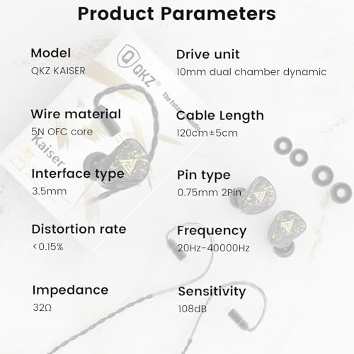Kaiser Wired Earbuds, in Ear Monitor Headphones, HiFi Stereo IEM Dual Driver Noise Isolating 3.5mm Jack for Gaming Music Laptop Musicians (Black, with Mic) - color: Black with mic