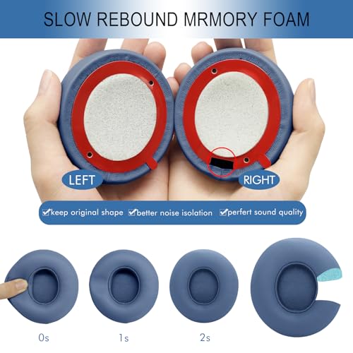 GEVO Ear Pads Replacement for Beats Solo 4 Wireless On-Ear Headphones, Earpads Ear Cushions for Solo 4 with Soft Protein Leather, Stronger Adhesive Backing (Slate Blue) - color: Slate Blue
