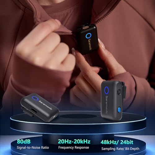 Saramonic BLINK500B2+ Wireless Lavalier Microphone for iPhone/Camera/Android, Detail-Rich Audio, 40h Battery Life, Clip on Wireless Lapel Mic for Live Streaming Video Conference Recording