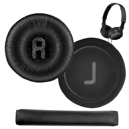 1 Pair Ear Pads and 1 Headband, Earpads Replacement Cushions for JBL Tune600 T500BT T450 T450BT JR300BT JR310BT Headphones (Not Suitable for Tune 600btnc) with Memory Foam, Soft Protein Leather - color: pads and headband - Black