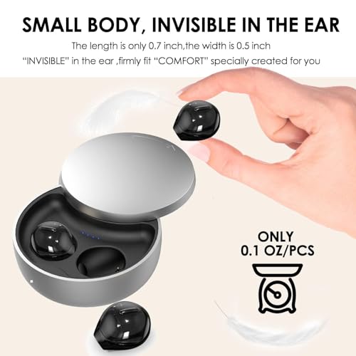 Smallest Invisible Earbuds Wireless Ear Buds Bluetooth in Ear Mini Discreet Small Tiny Earpiece Sleep Earbuds Hidden with Charging Case Headphones for Small Ears Work Sleeping Android iOS Black - color: Black