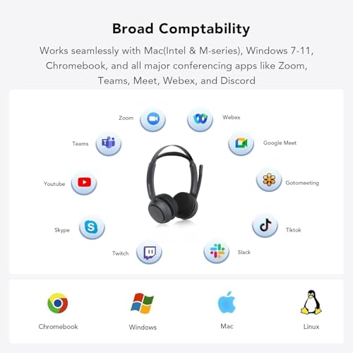 NUROUM HP31D Wireless Headset with Noise Cancelling Mic and Dongle | Charging Stand, Multi-Point, All-Day Comfort, Long Battery Life, One Button Mute, Versatile Connectivity