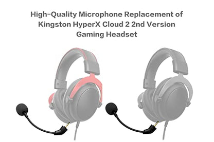 2 Pack Replacement Game Mic for Kingston HyperX Cloud, Cloud X and Cloud II 2nd Version Gaming Headset on PS4 PS5 Xbox One Nintendo Switch PC, 3.5mm Detachable Boom Microphone