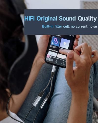 2 in 1 USB C to 3.5mm Jack and Charger Adapter, USB C Headphone Adapter | Type C to Aux to USBC Splitter with 60W PD Fast Charging for Samsung S26 S25,iPhone 17 16 15 Pro Max Plus,iPad, Pixel,Huawei