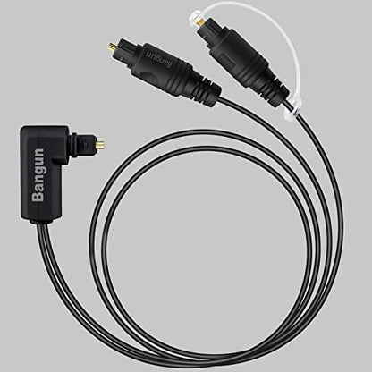 90 Degree Optical Audio Splitter 1 in 2 Out Cable, Digital Toslink Fiber Optical Splitter Audio Adapter Cable (1 Male Input 2 Male Output) for TV, Soundbar, 3ft - size: 3ft, style: Right Angle digital splitter cable