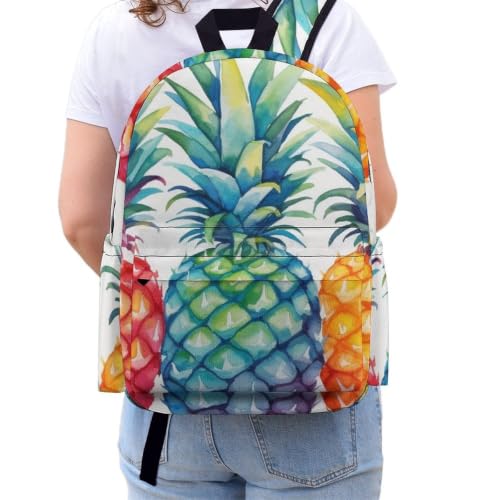 Travel Backpack for Women Men Carry On Backpack Coffee Collection Laptop Bag Lightweight Casual Daypack - color: Colorful Pineapples