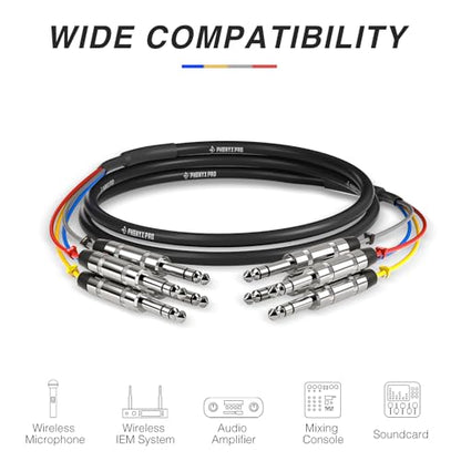 Phenyx Pro 4-Channel 1/4'' TRS Snake Cable 6 ft PCBL-QR4IN1-6 - size: 6 Feet