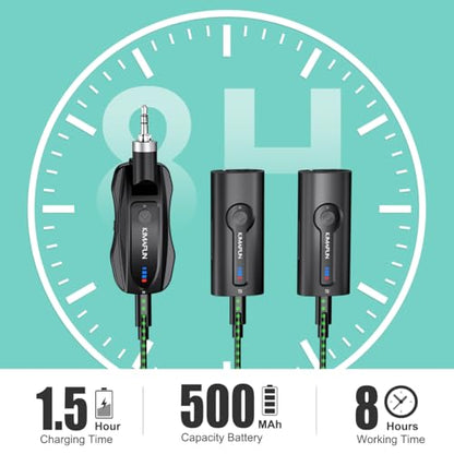 KIMAFUN Wireless 2.4G Lavalier Microphone, Lapel Mics Handheld Mic 2 in 1 | for Teaching, Teachers, Speech, Tour Guiding, Speaker, Amplifier, PA System, Broadcast, KM-G70(2TX1RX) - size: 2TX+1RX