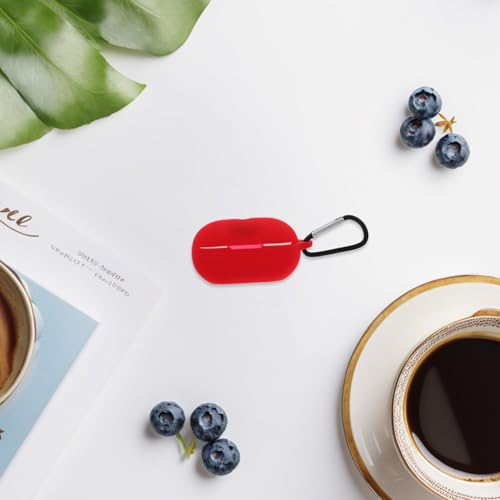 Vaguelly Silicone Charging Case Cover Sleeve for Buds Earbuds, Protective Earphone Holder with Keychain, Red Earbud Accessory for Travel and Daily Use