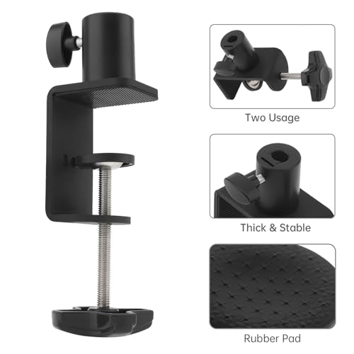 Heavy-Duty Metal Table Mount Clamp, Desk Table Mount C Clamp Replacement, C-Clamp Base Stand Mounting Accessory for Microphone Stand Mic Boom Scissor Arm