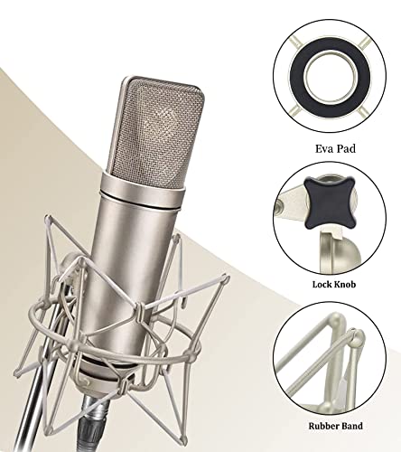 Microphone Shock Mount Anti-Vibration Mic Holder Spider Recording Mic Shockmount Stand Compatible with Neumann U87 Ai, U89 i and TLM 67 (Champagne)