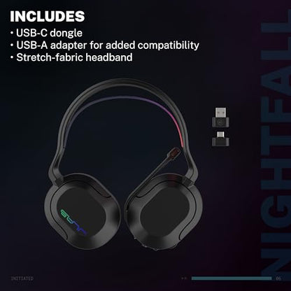 JLab Nightfall Wireless Gaming Headset, Bluetooth 5.3, Black - color: Black