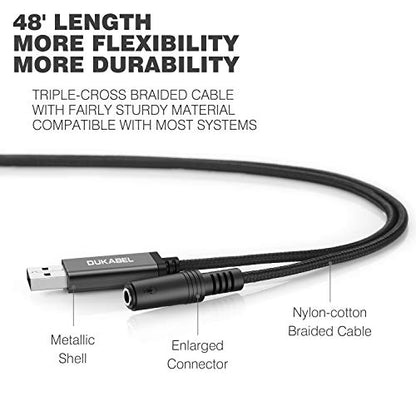 USB to 3.5mm Jack Audio Adapter, USB-A to AUX Cable for PC, PS4, PS5-50CM | TRRS-Mic Supported, DAC Chip, 16bit/48KHz, Compatible with Windows, PC, Laptop, Mac, Linux, Desktops, PS4, PS5 - size: 19 inch / 50cm