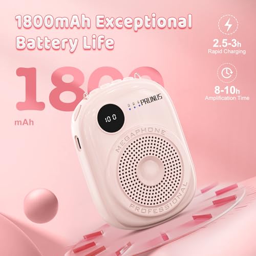 Voice Amplifier for Teacher,Portable Wired Voice Amplifier with Microphone Headset and Speaker,Rechargeable Mini Voice Amplifier for Classroom,Speech,Training,Tour Guide,Pearl Chain Design-Pink - color: Pink