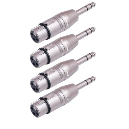 4 Pack XLR Female to 1/4" TRS Adapter, Balanced Female XLR to Quarter Inch 6.35mm Male Adapters