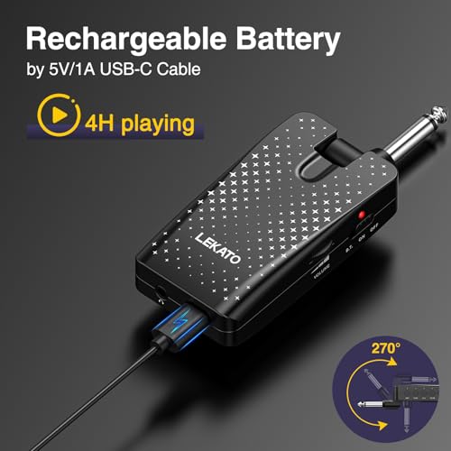 Guitar Headphone Amp, LEKATO Headphones Amplifier for Electric Guitar and Bass, Features 28 Drum Grooves, 14 Effects, 14 Amp Models, Built-in Bluetooth Streaming, OTG Recording, USB Rechargeable