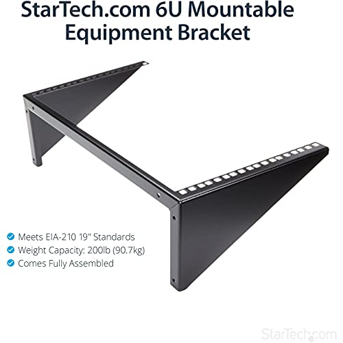 StarTech 6U Vertical Wall-Mount Patch Panel Rack, 19in, TAA (RK619WALLV) | Open-frame steel vertical mounting bracket for networking and data equipment, EIA-310, Includes cage screws and nuts - size: 6U