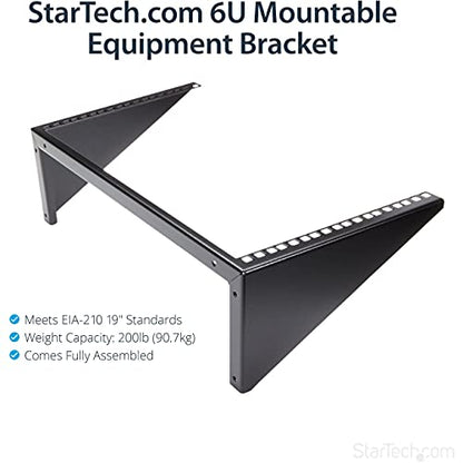 StarTech 6U Vertical Wall-Mount Patch Panel Rack, 19in, TAA (RK619WALLV) | Open-frame steel vertical mounting bracket for networking and data equipment, EIA-310, Includes cage screws and nuts - size: 6U