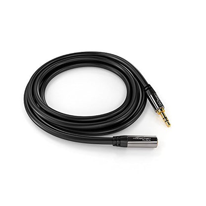 KabelDirekt – Headphone 3.5mm Extension Lead Cable – 15ft | Aux audio cable, male jack plug/female jack, practically break-proof metal casing, perfect for headphones, black - size: 15 feet
