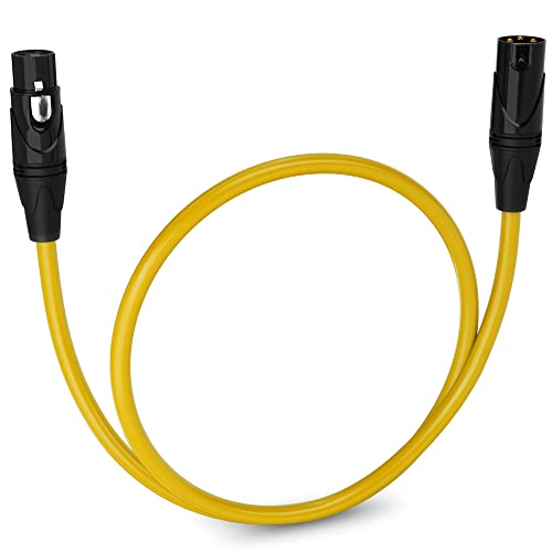 LyxPro 1.5 ft Balanced XLR Mic Cable, Male to Female, Yellow - color: Yellow, size: 1.5 Feet Straight