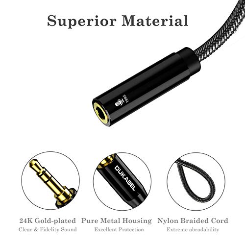 DUKABEL TRRS to TRS Adaptor, Microphone Adapter for Camera - 30CM | TRRS Female to TRS Male, for Camera, PC, TRRS Lav Microphones, ONLY for Microphone input, Not for Audio output - size: TRRS Female to TRS Male