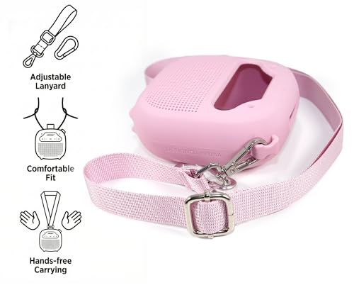 alltravel Silicone Cover for Bose New SoundLink Micro Portable Bluetooth Speaker (2nd Gen) with Neck Lanyard (Petal Pink) - color: Petal Pink