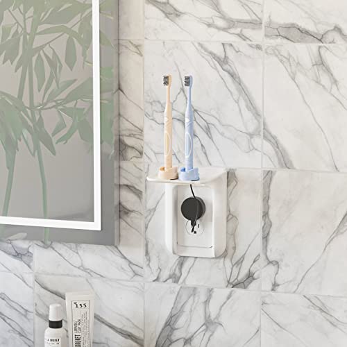 WALI Outlet Shelf Wall Holder, Bathroom Shelf up to 10lbs Standard Vertical Duplex Wall Organizer for Smart Home Decor Space Saving Power Tools, Toothbrush (OLS001-W), 1 Pack, White - size: Small