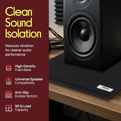 Sound Dampening Speaker Riser Foam - 15” x 15” Audio Acoustic Noise Isolation Platform Pads Recoil Stabilizer w/Rubber Base Pad For Studio Monitor, Subwoofer, Loud Speakers - size: 15.0" x 15.0" - inches