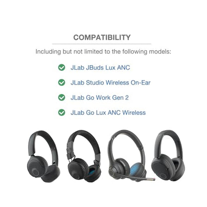 Headband Cushion Cover Compatible with JLab JBuds Lux ANC, Studio Wireless On-Ear, Go Work Gen 2, Go Lux ANC Wireless Headphones, 6mm Thick Cushion for Pressure Relief, with Zipper Slider