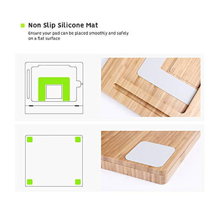 Tablet Desktop Stand Height Adjustable,Foldable Bamboo Drawing Ipad Holder,Multi-Angle Portable Stand Organizer,Compatible with 12.9 inch ipad pro 3rd/4th Gen - size: B