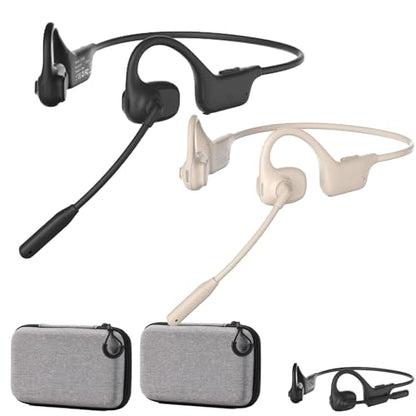 Bluetooth Headset, Over Ear Bluetooth Bone Conduction Headset with Mic,Noise Cancelling Wireless Headset with Mute Button, for for Truckers Meeting, Home Office,Driving (2mix) - color: 2mix