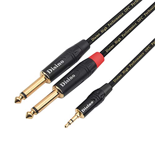 1/8 Inch TRS Stereo to Dual 1/4 inch TS Mono Y-Splitter Cable 3.5mm Aux Mini Jack Stereo Breakout Cable Path Cords - 6 feet