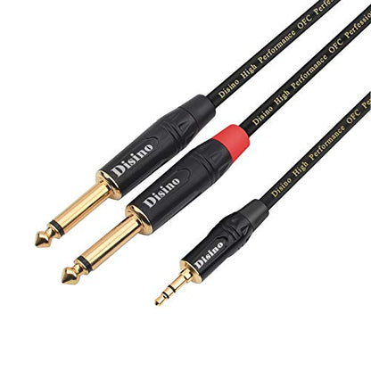 1/8 Inch TRS Stereo to Dual 1/4 inch TS Mono Y-Splitter Cable 3.5mm Aux Mini Jack Stereo Breakout Cable Path Cords - 6 feet
