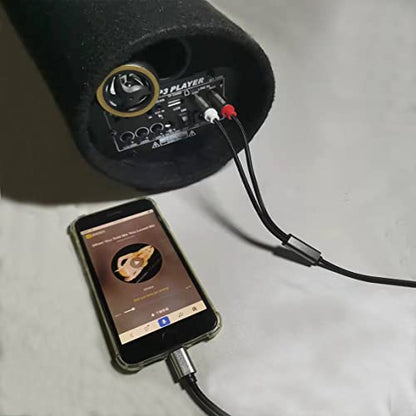 RCA Audio Cable, iOS Phone to 2 Male RCA Stereo Audio Y-Adapter for iPhone/Sound Box/Amplifier/Home Theater etc. (3.4ft) - size: 3.4FT, style: iOS to 2RCA