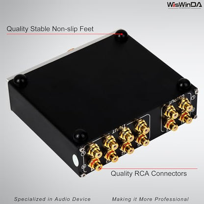 4-in 2-Out Pro RCA Audio Switch Box Audio Converter 4 Channels 4-in 2-Out HiFi Stereo Passive Audio Selector Switcher Box Aluminum Shell Quality RCA Connectors (WDRCA-4-In 2-Out) - size: RCA 4-In-2-Out