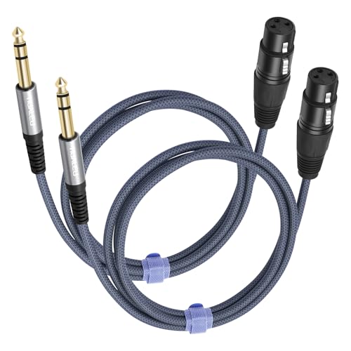 2 Pack 1/4 TRS Male to 3Pin XLR Female Microphone Cable,Balanced 6.35mm TRS to XLR Female Braid Quarter inch Cable for Mixer Microphone Active Speakers-3Feet - color: 1/4 TRS To XLR F, size: 3Feet(2Pack)