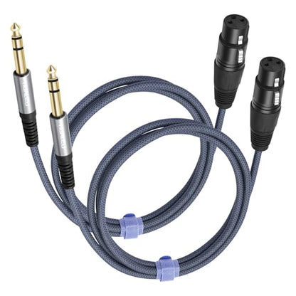 2 Pack 1/4 TRS Male to 3Pin XLR Female Microphone Cable,Balanced 6.35mm TRS to XLR Female Braid Quarter inch Cable for Mixer Microphone Active Speakers-3Feet - color: 1/4 TRS To XLR F, size: 3Feet(2Pack)