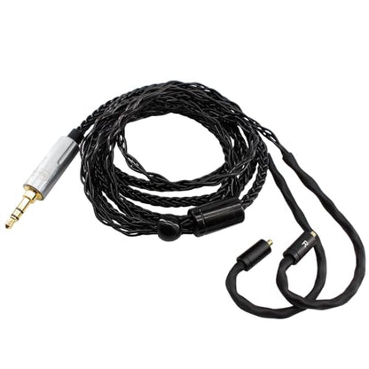 Youkamoo MMCX IEM Cable 3.5mm Silver Plated Copper Earphone Upgrade Cord Compatible with Shure SE215 SE425 UE900 Moondrop Aria Tin T2 T3 BGVP 1.2m 4ft Black - color: Black