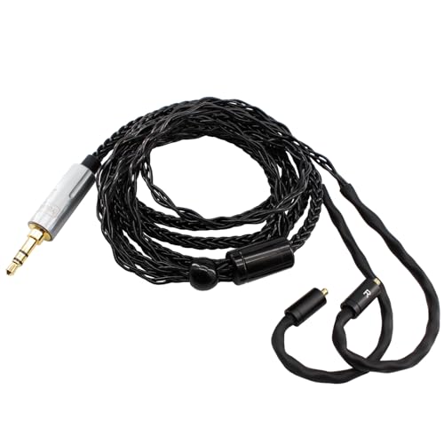 Youkamoo MMCX IEM Cable 3.5mm Silver Plated Copper Earphone Upgrade Cord Compatible with Shure SE215 SE425 UE900 Moondrop Aria Tin T2 T3 BGVP 2m 6.5ft Black - color: Black