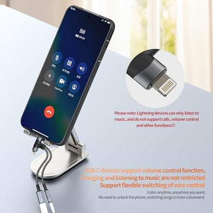USB C 라이트닝 to 3.5mm 어댑터 아이폰 17 16 15 14 13 프로 맥스 (2in1) 충전기 오디오 헤드폰 잭 스플리터 Aux 케이블 타입 C 포트 커넥터 아이패드 동글용 삼성 갤럭시와 호환