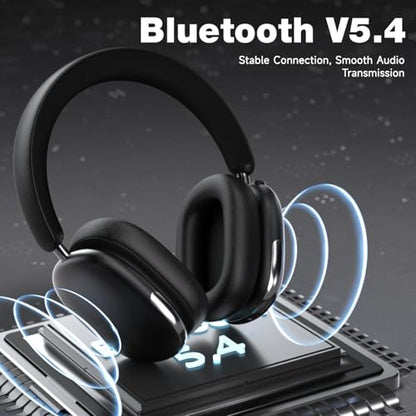 Active Noise Cancelling Headphones,Pure Bass Sound,Bluetooth 5.4 Wireless Headphones,Up to 120H Battery Life and Speed Charge,Hi-Res Audio,Transparency Mode,for Gym Cycling Work Gift(Black)